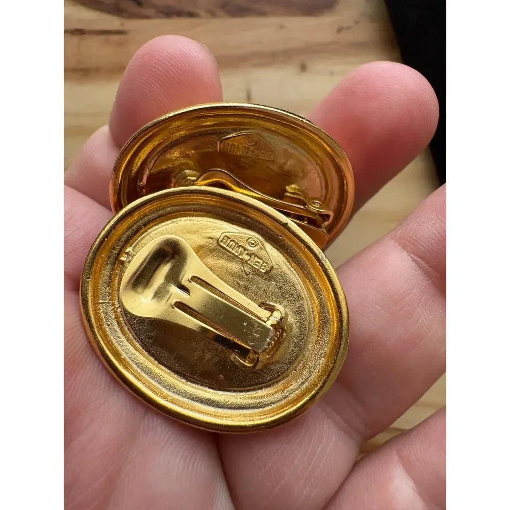 Ben Amun Vega Burgundy Earrings 24K Gold Plated Clip On Stud Lightweight